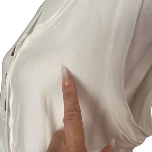 Soft Surroundings PM Petite Medium Tunic Top Sleeveless Big Button Front Blouse - Picture 6 of 8